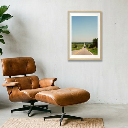 The Road Goes On Forever - Route 66, OK  — 30×45cm, 12×18" Oak Frame
