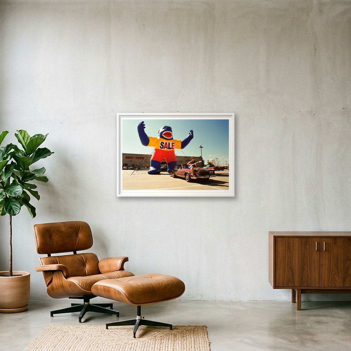 The Boot Town Gorilla Meets The Guitar Man - Texas   — 100×70cm, 39×28" White Frame