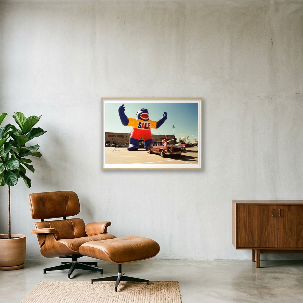 The Boot Town Gorilla Meets The Guitar Man - Texas   — 100×70cm, 39×28" Oak Frame