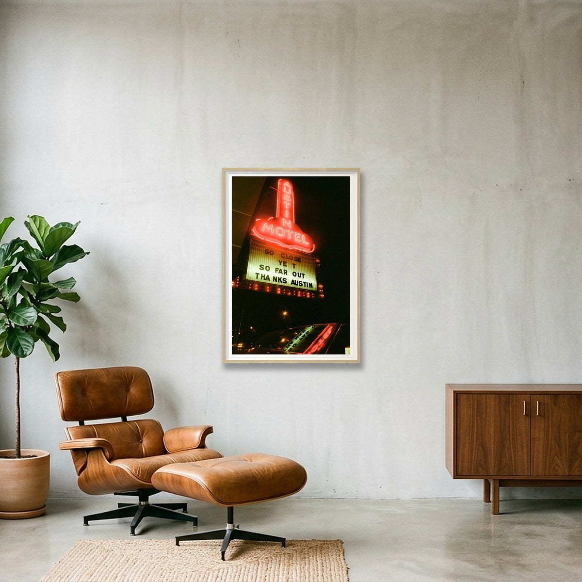 So Close Yet So Far Out - Austin, TX — 70×100cm, 28×39" Oak Frame