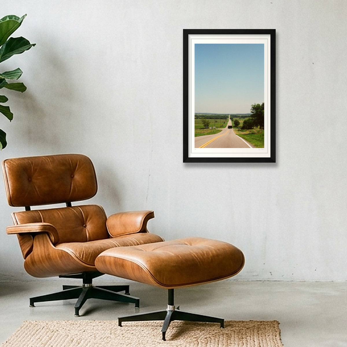 The Road Goes On Forever - Route 66, OK  — 30×45cm, 12×18" Black Frame