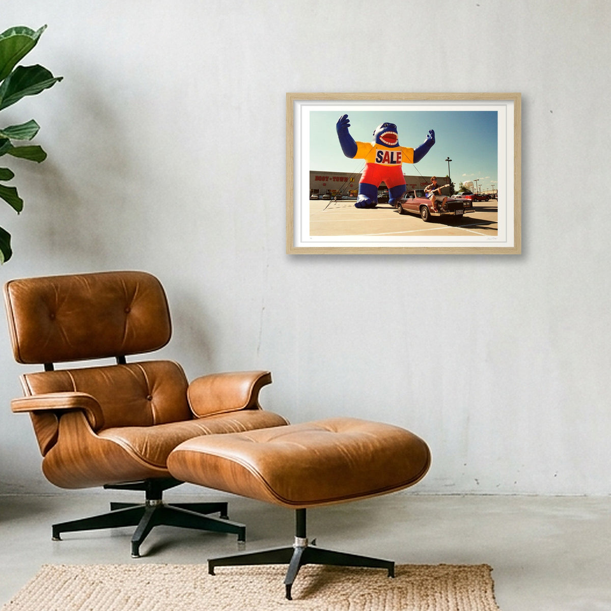 The Boot Town Gorilla Meets The Guitar Man - Texas   — 45×30cm, 18×12" Oak Frame