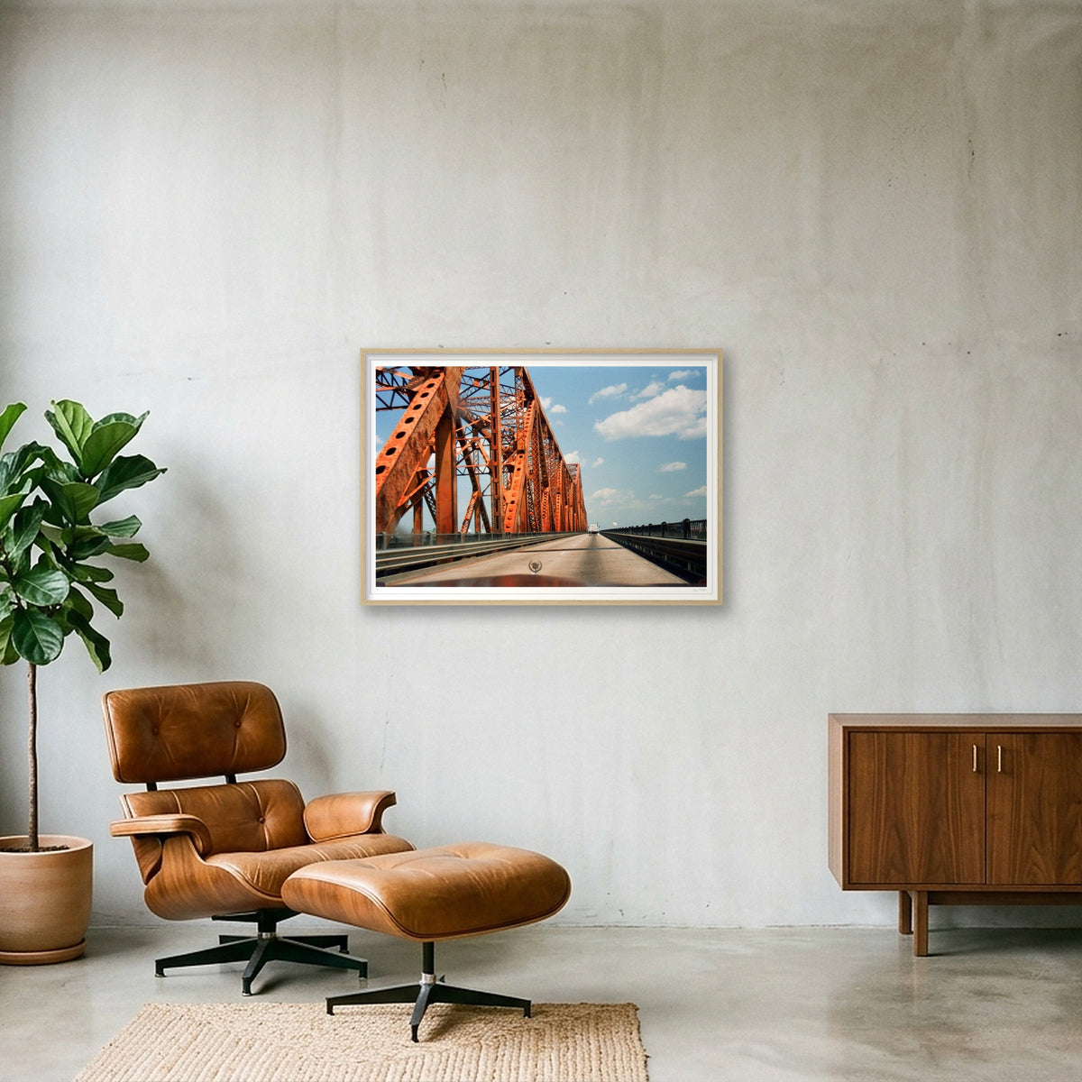 Down in Louisiana - Highway 61, LA — 100×70cm, 39×28" Oak Frame