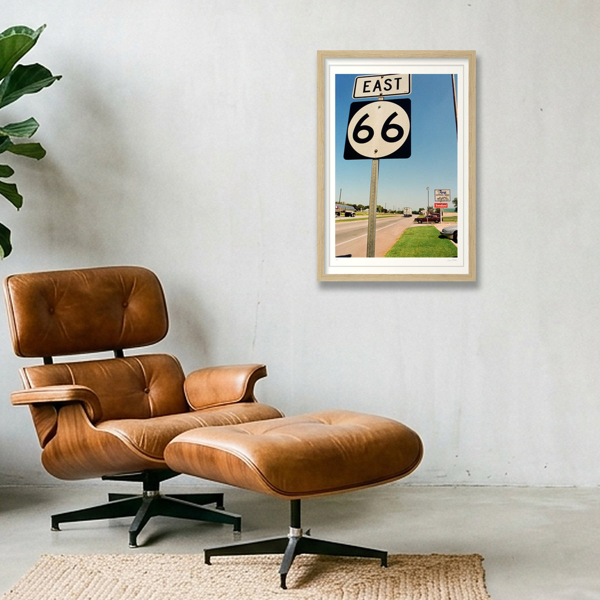 Get Your Kicks On Route 66 -  Route 66, OK — 30×45cm, 12×18" Oak Frame