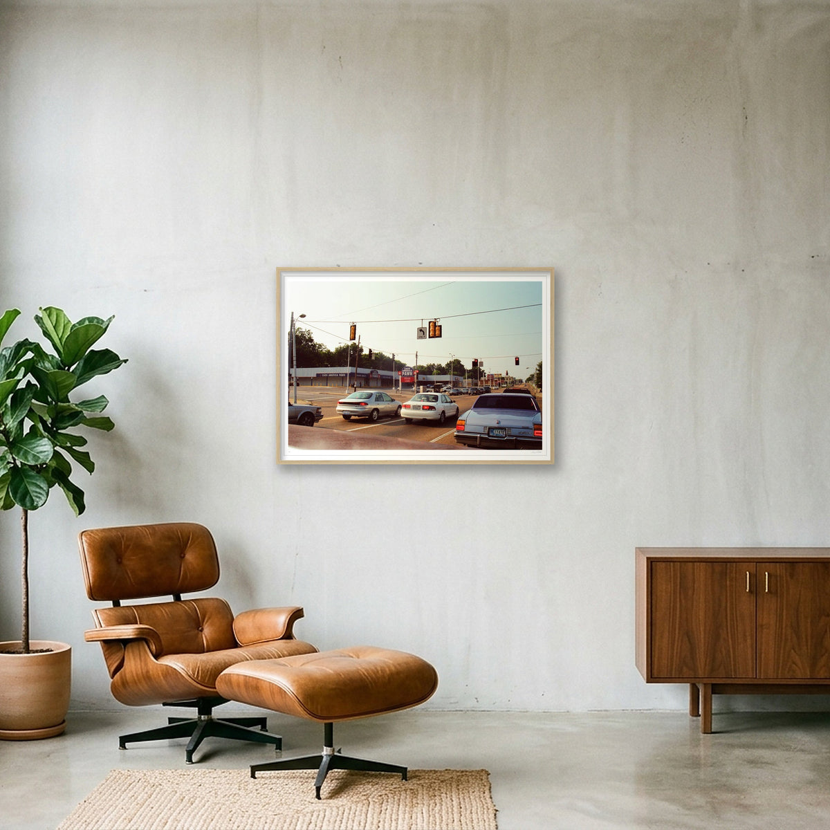 Left Turn On A Red Light - Memphis, TN — 100×70cm, 39×28" Oak Frame