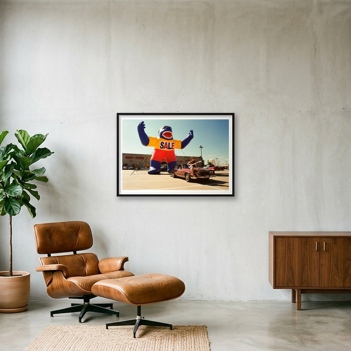 The Boot Town Gorilla Meets The Guitar Man - Texas   — 100×70cm, 39×28" Black Frame