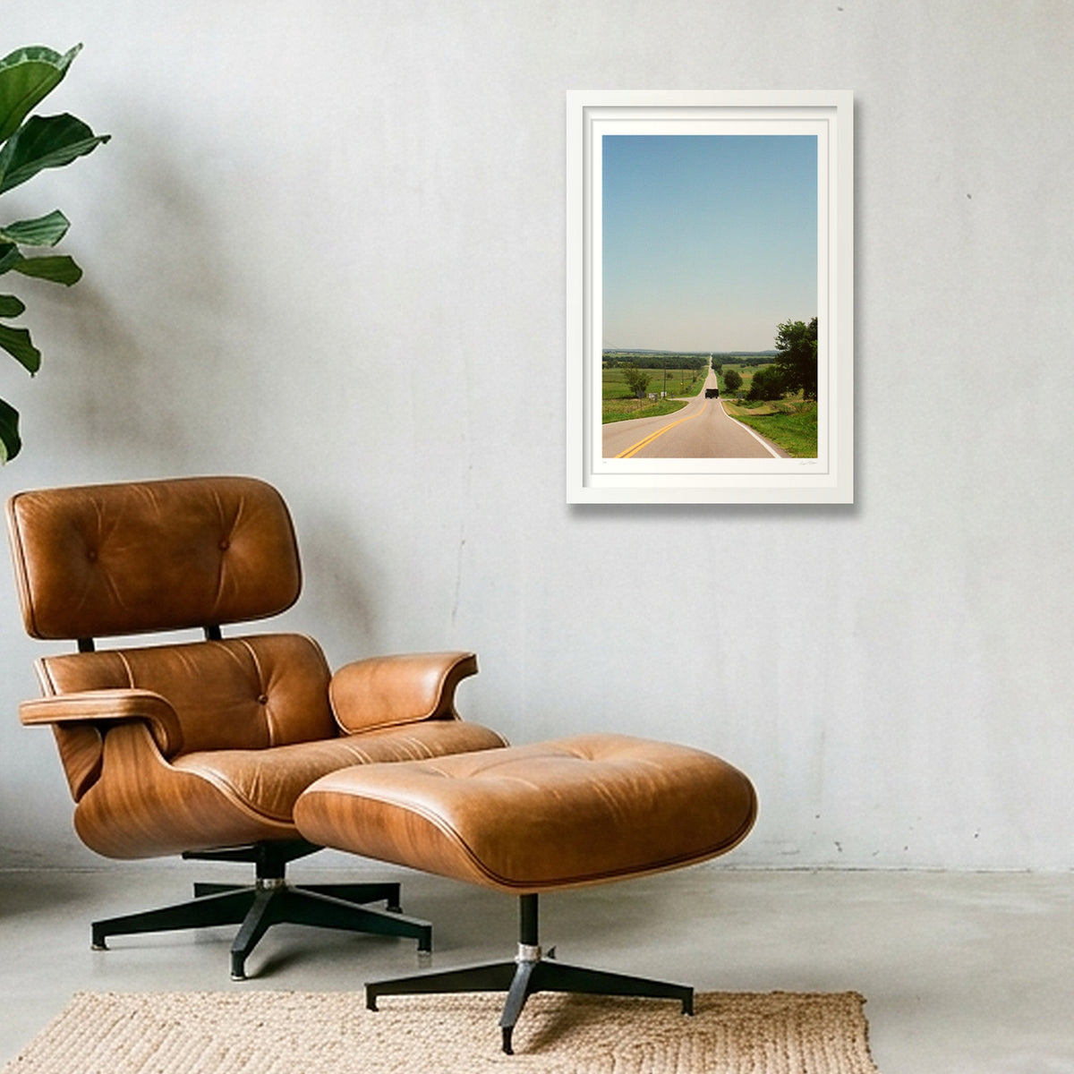 The Road Goes On Forever - Route 66, OK  — 30×45cm, 12×18" White Frame